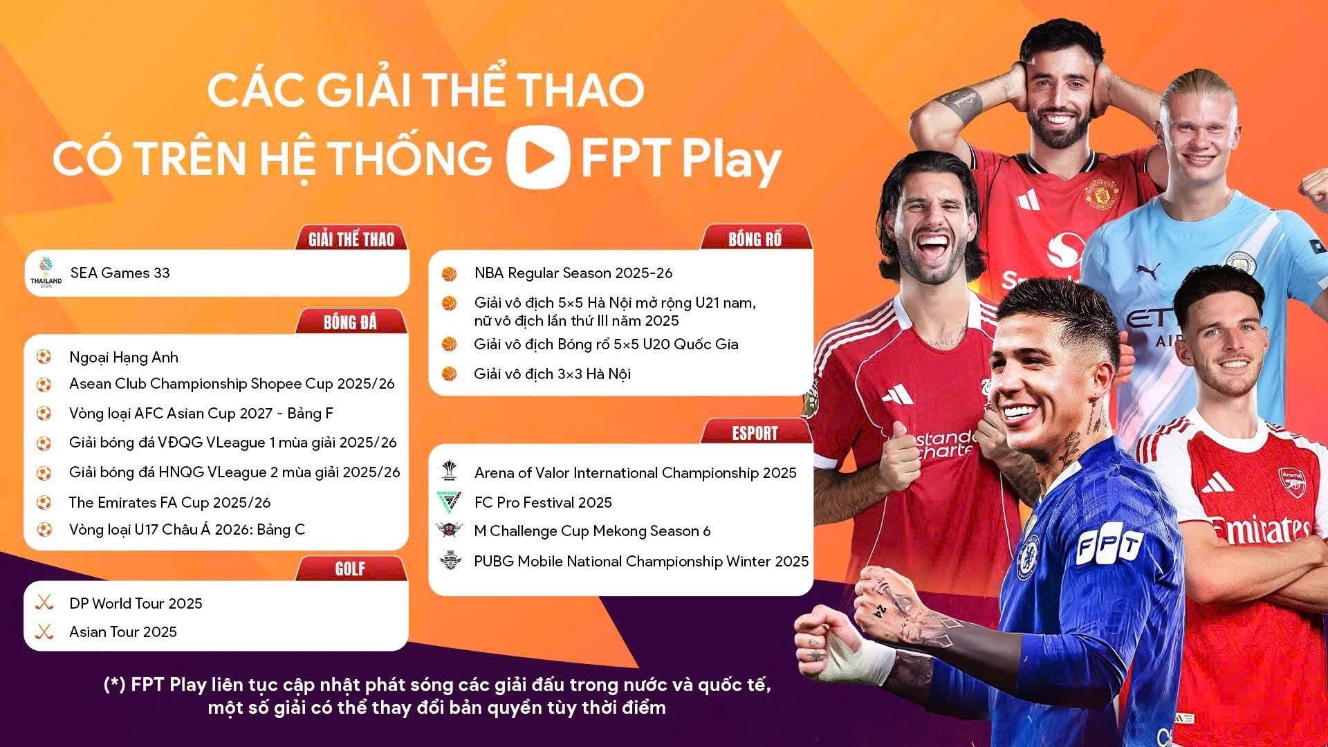 Lắp Mạng FPT Hà Nội 5 Giải Thể Thao Trên FPT